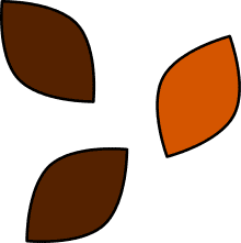 Icon of two brown seeds and one orange seed