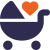 Icon of a baby carriage with a red heart