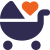 baby-carriage-heart Icon of a baby carriage with a red heart